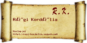 Régi Kordélia névjegykártya